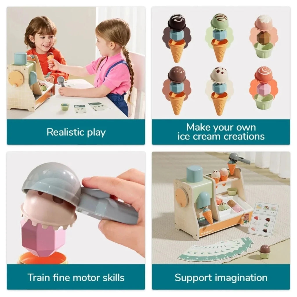 Topbright Wooden Ice Cream Machine Play Set