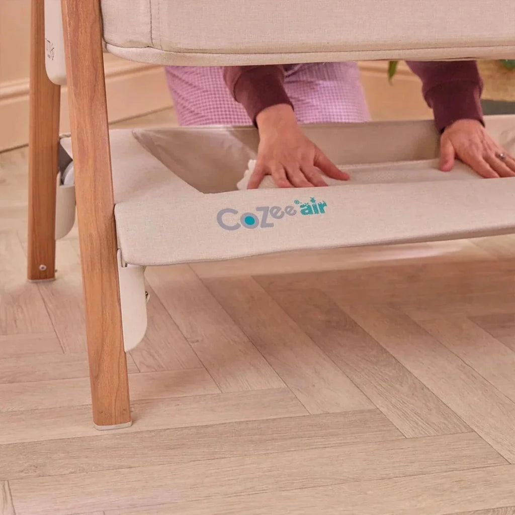 Tutti  Bambini CoZee Air Bedside Crib - Scandinavian Walnut/Ecru