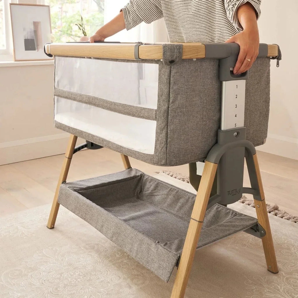 Tutti Bambini Cozee XL Bedside Crib & Cot - Oak/Charcoal