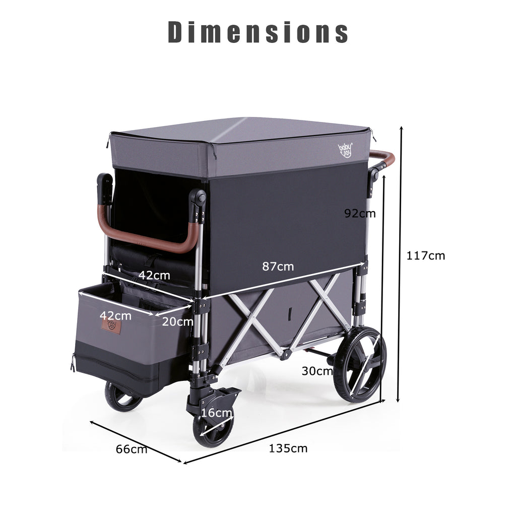 Twin Baby Double Stroller Wagon Push Pull Stroller-Grey