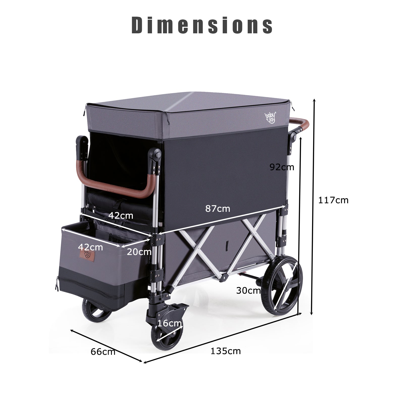 Twin Baby Double Stroller Wagon Push Pull Stroller-Grey