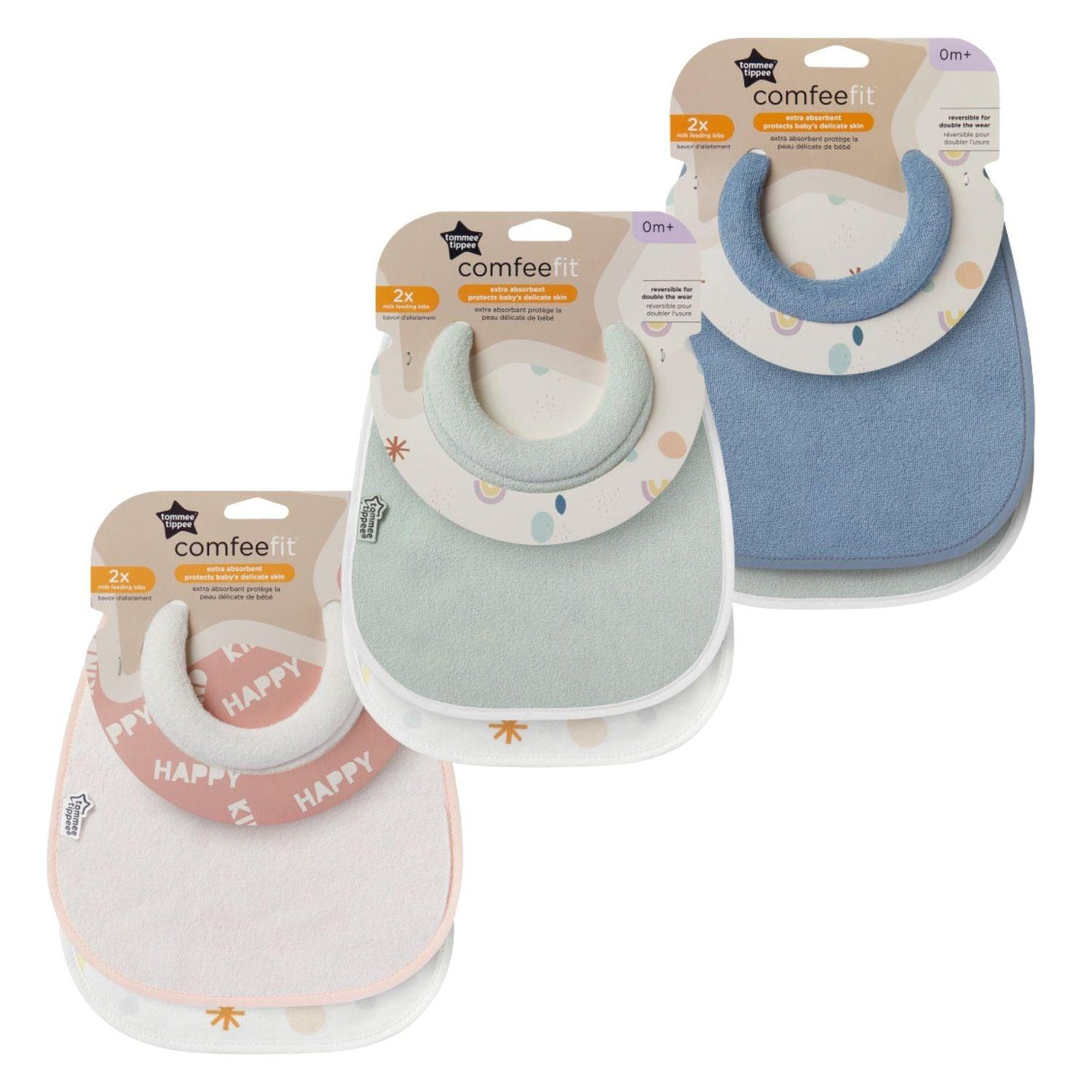Tommee Tippee Comfee Fit Milk Feeding Bibs - Assorted Designs (Pack of 2) - Little Lug