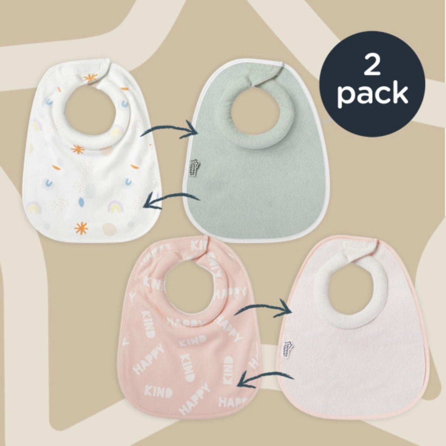 Tommee Tippee Comfee Fit Milk Feeding Bibs - Assorted Designs (Pack of 2) - Little Lug