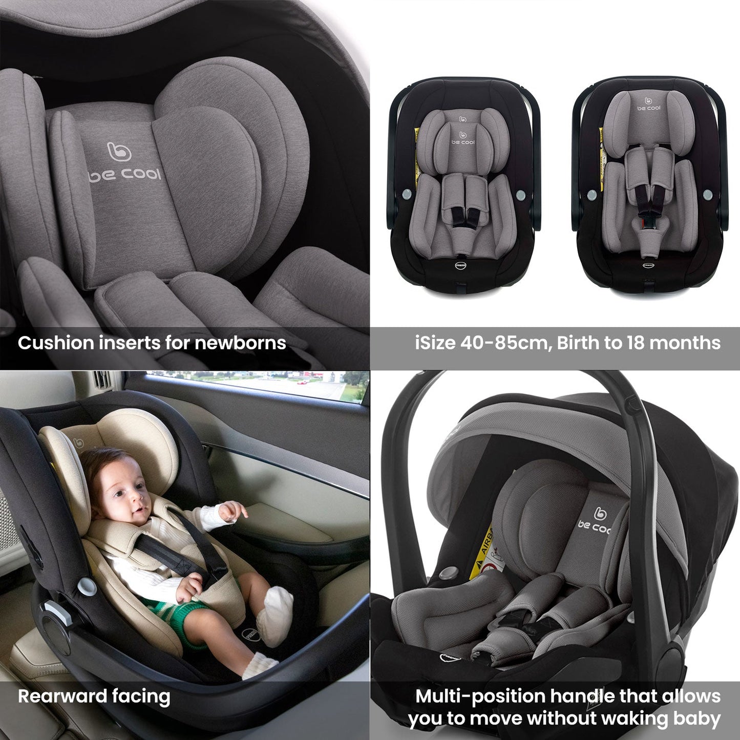 Noordi Sole V3 3in1 with Travel Carrier Car Seat, Slate Black