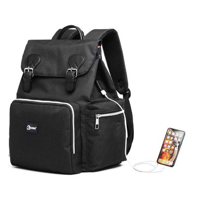 Travel Baby Changing Backpack With USB Charging Interface (Available in Black/Grey) - Little Lug
