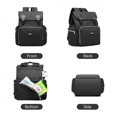 Travel Baby Changing Backpack With USB Charging Interface (Available in Black/Grey) - Little Lug