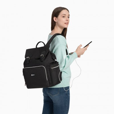Travel Baby Changing Backpack With USB Charging Interface (Available in Black/Grey) - Little Lug