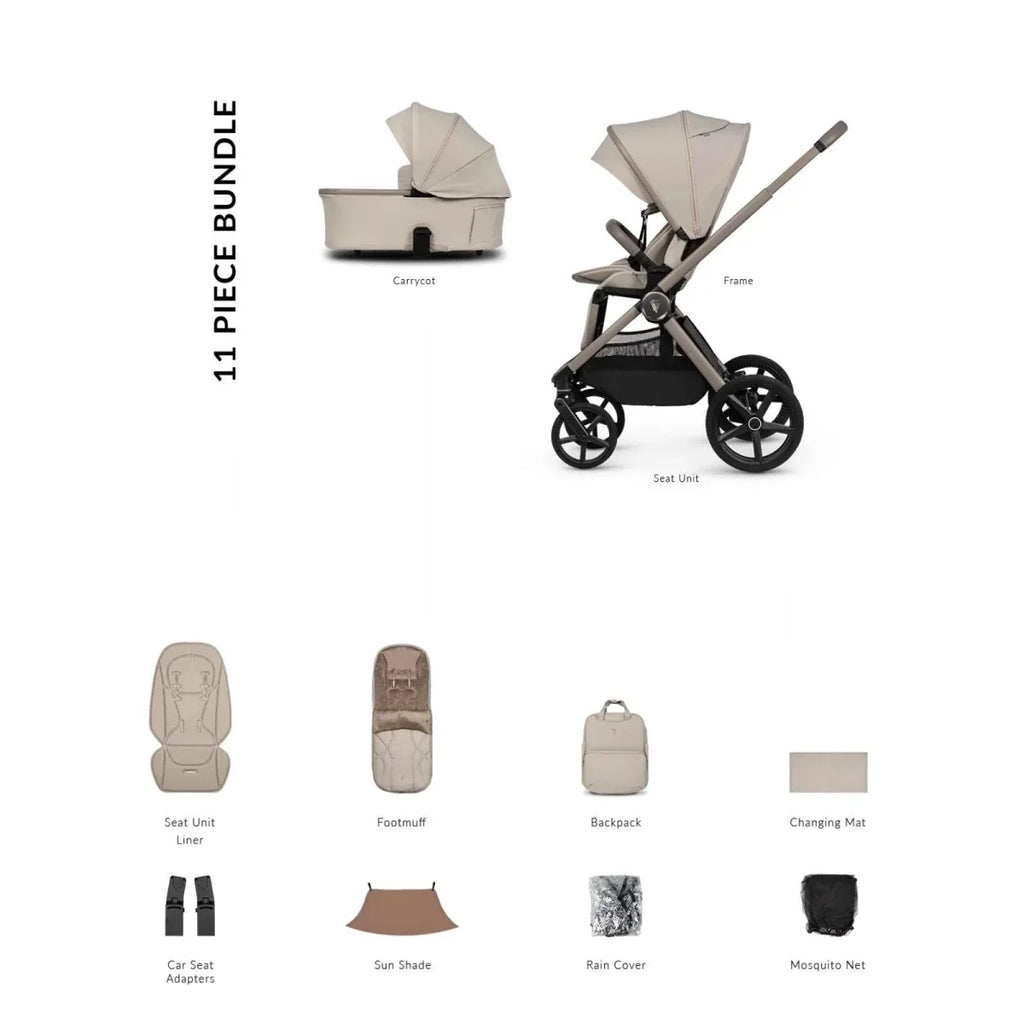 Venicci Upline 3 -2in-1 11 pcs Essential Bundle - Pebble