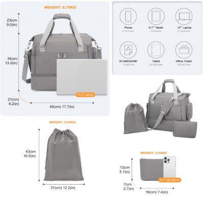 Waterproof Multi-Pocket Travel/Hospital Bag Set (Available in Grey/Beige) - Little Lug