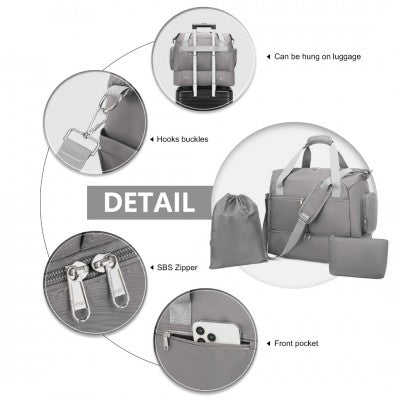 Waterproof Multi-Pocket Travel/Hospital Bag Set (Available in Grey/Beige) - Little Lug