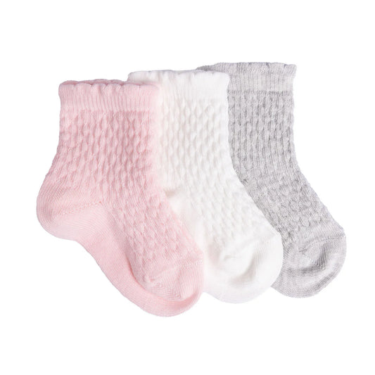 HelloBaby Girl Baby Socks 3 Pack - Light Pink