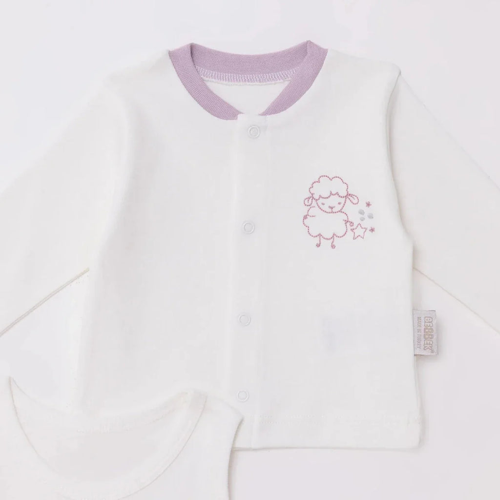 Bebbek Girls 10pc Newborn Set Animal with Poppers V-Neck Long Leg Long Sleeve - Ecru