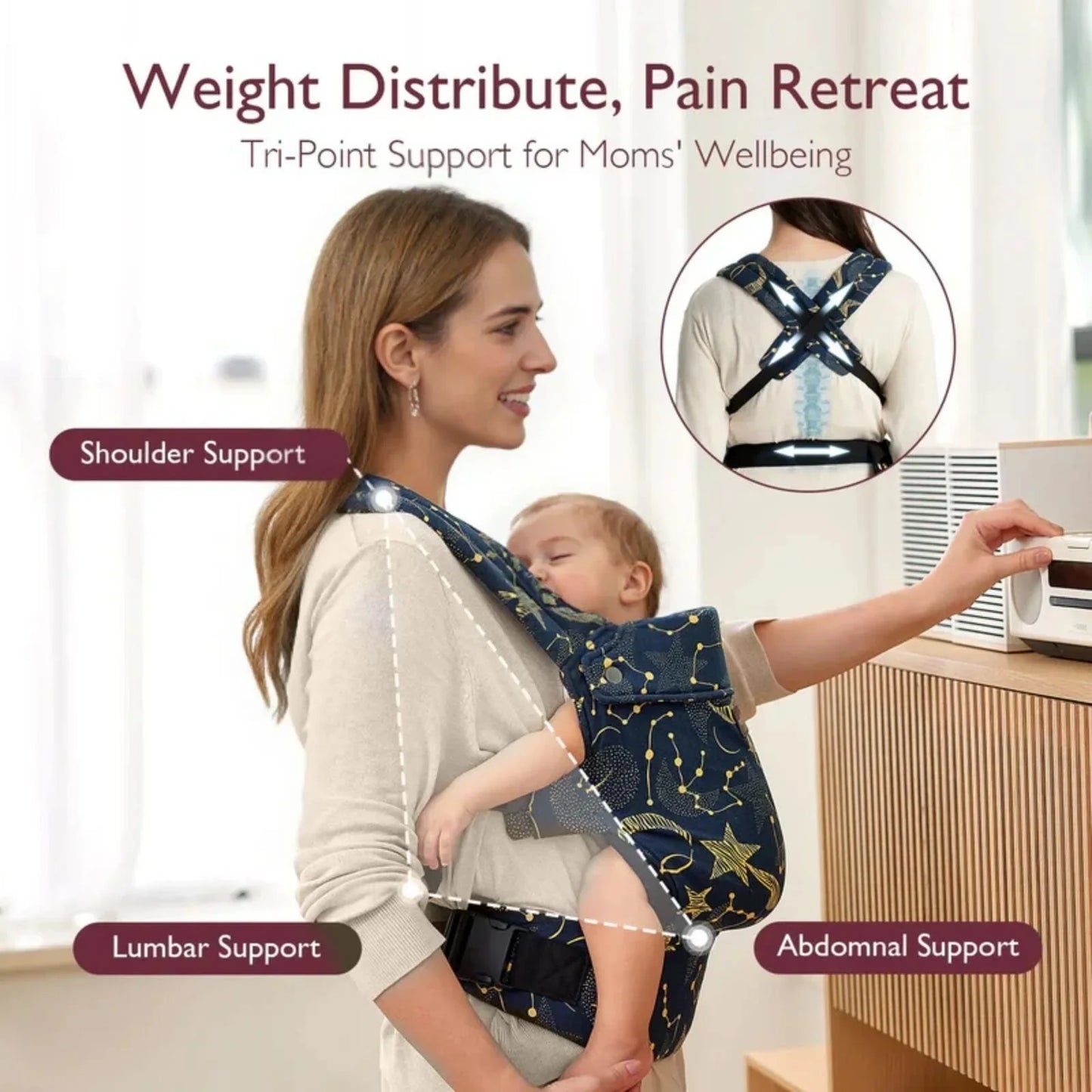 Momcozy Baby Carrier Newborn to Toddler Cotton - Starry Night