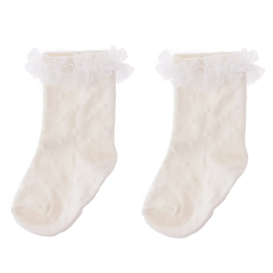 HelloBaby Girl Socks with Lace - White