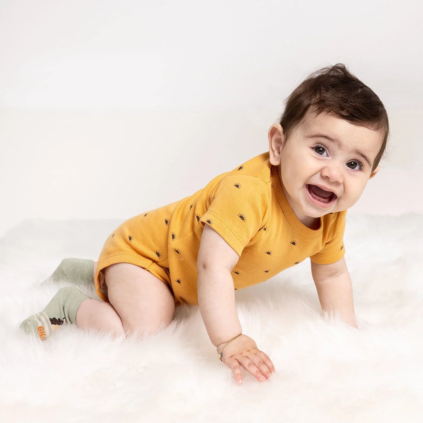 HelloBaby Baby Girl Short Sleeve  Body - Mustard