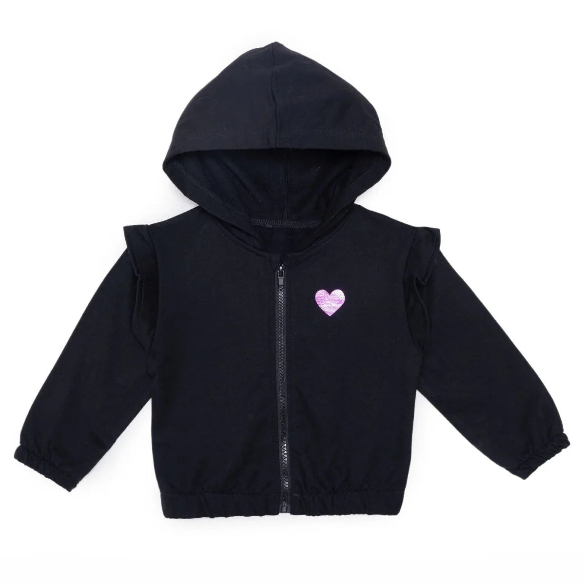 HelloBaby Girls Hooded Cardigan Crew Neck Long Sleeve - Black