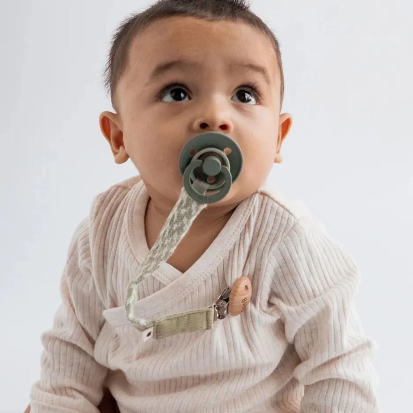 BIBS Soother Clip Braided - Dusty Pink & Baby Pink