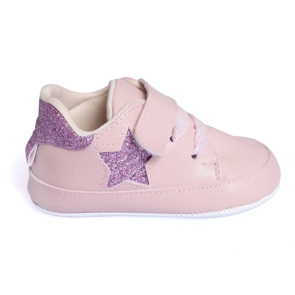 Papulin Star Print Faux Leather First Walker Baby Shoes