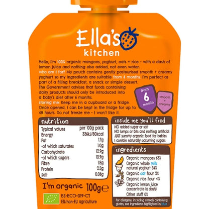 Ella's Kitchen Organic Mango Baby Brekkie Baby Food Breakfast Pouch 6+ months 100g