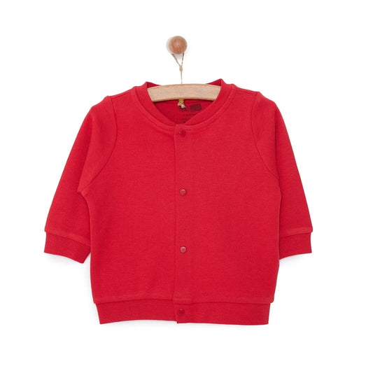 HelloBaby Basic Rib Cardigan - Red