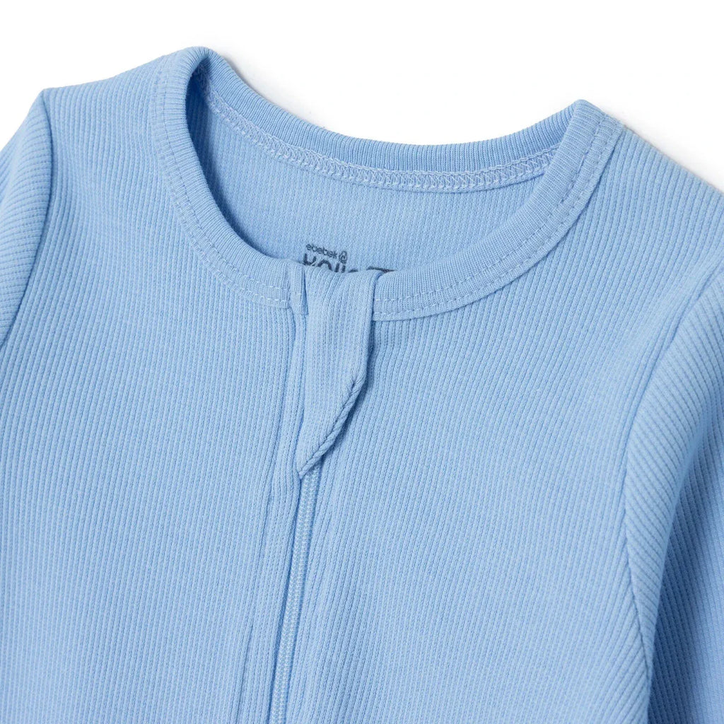 HelloBaby Boys Footed Sleepsuit Zip Fastening Crew Neck Full Length Long Sleeve - Blue