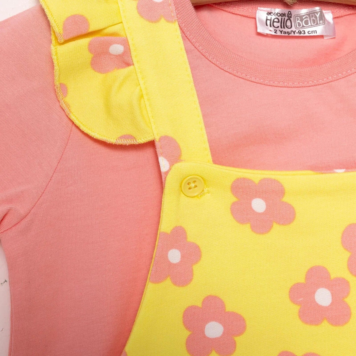 HelloBaby Girl Flowers Patterned Overall - Salmon