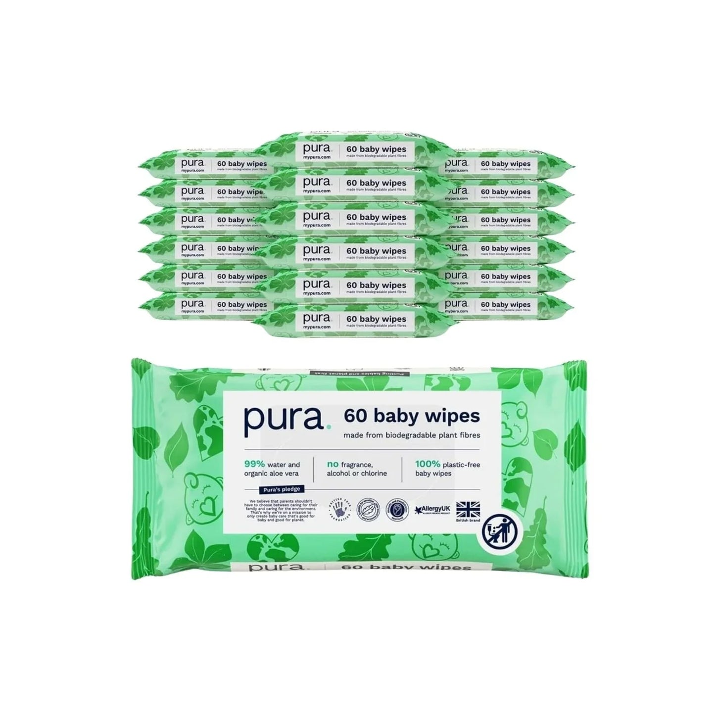 Pura Wipes Non-flushable 18x60 pcs