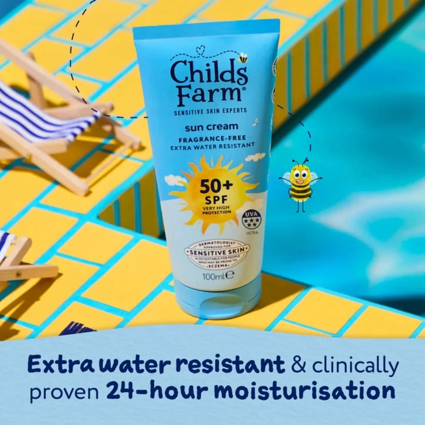 Childs Farm SPF 50+ Sun Cream Fragrance Free Sunscreen for Kids & Sensitive Skin 100ml