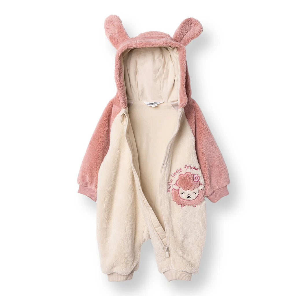 Midimod Peter Pan Collar Fleece Footless Baby Pramsuit (3 Months to 12 Months)