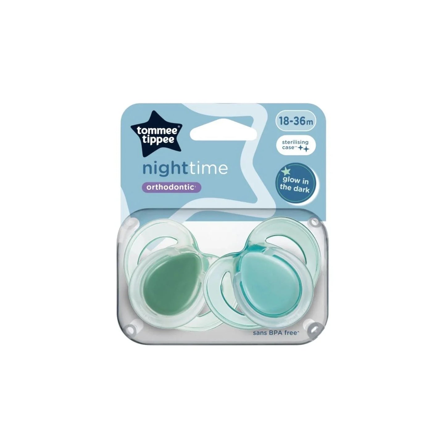 Tommee Tippee Night Time Soother 18-36 months Pack of 2 Assorted