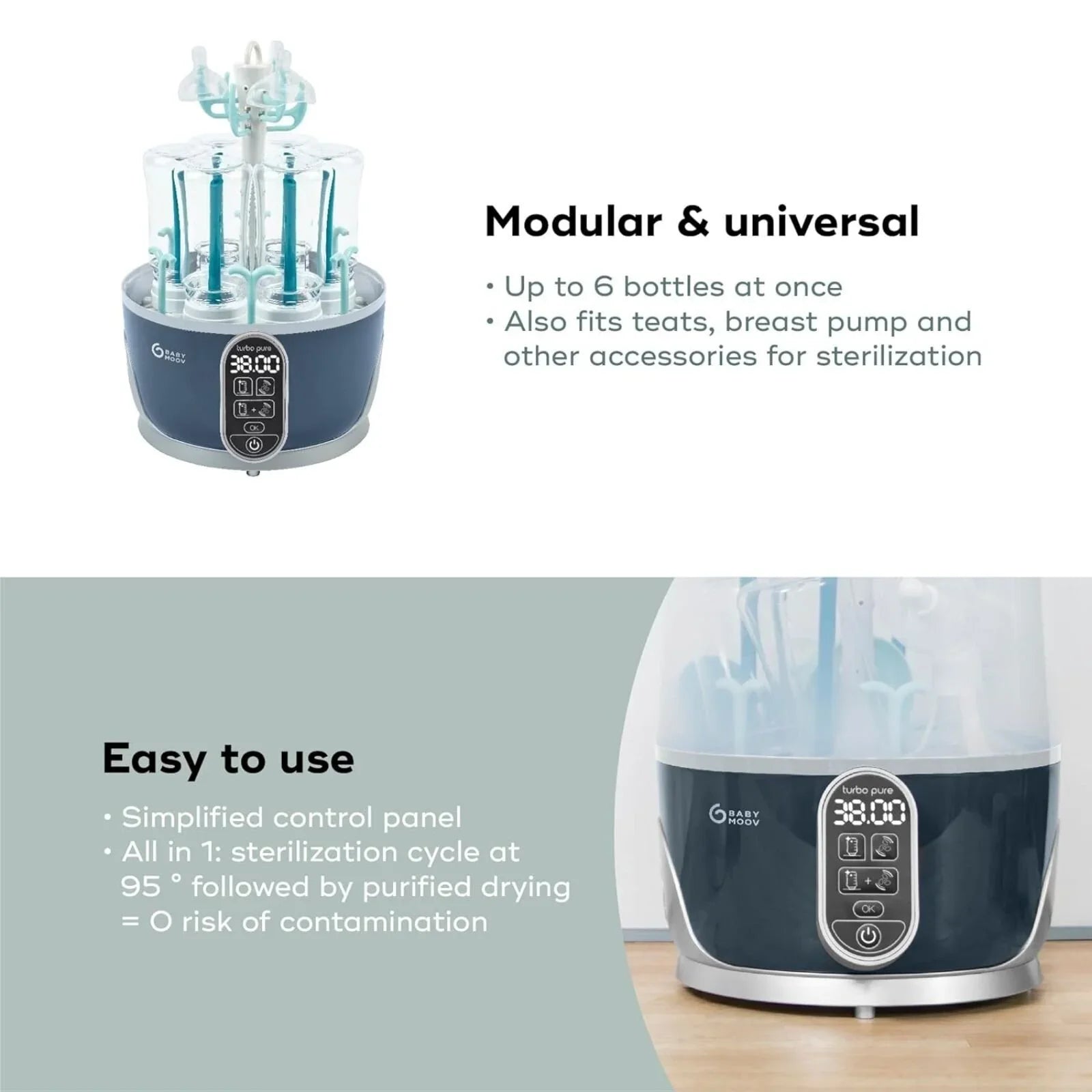 Babymoov Turbo Pure 3-in-1 Steriliser & Dryer & Purified Bottle Storage