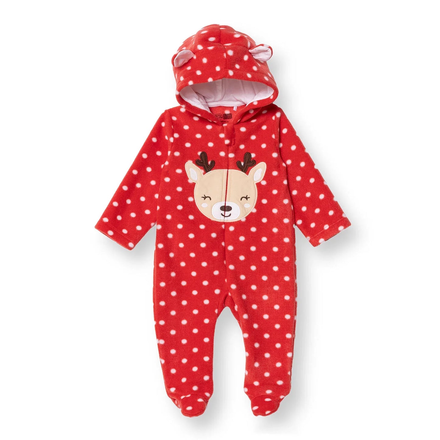 HelloBaby My First Christmas Newborn Girl Polar Footed Jumpsuit - Red Printed