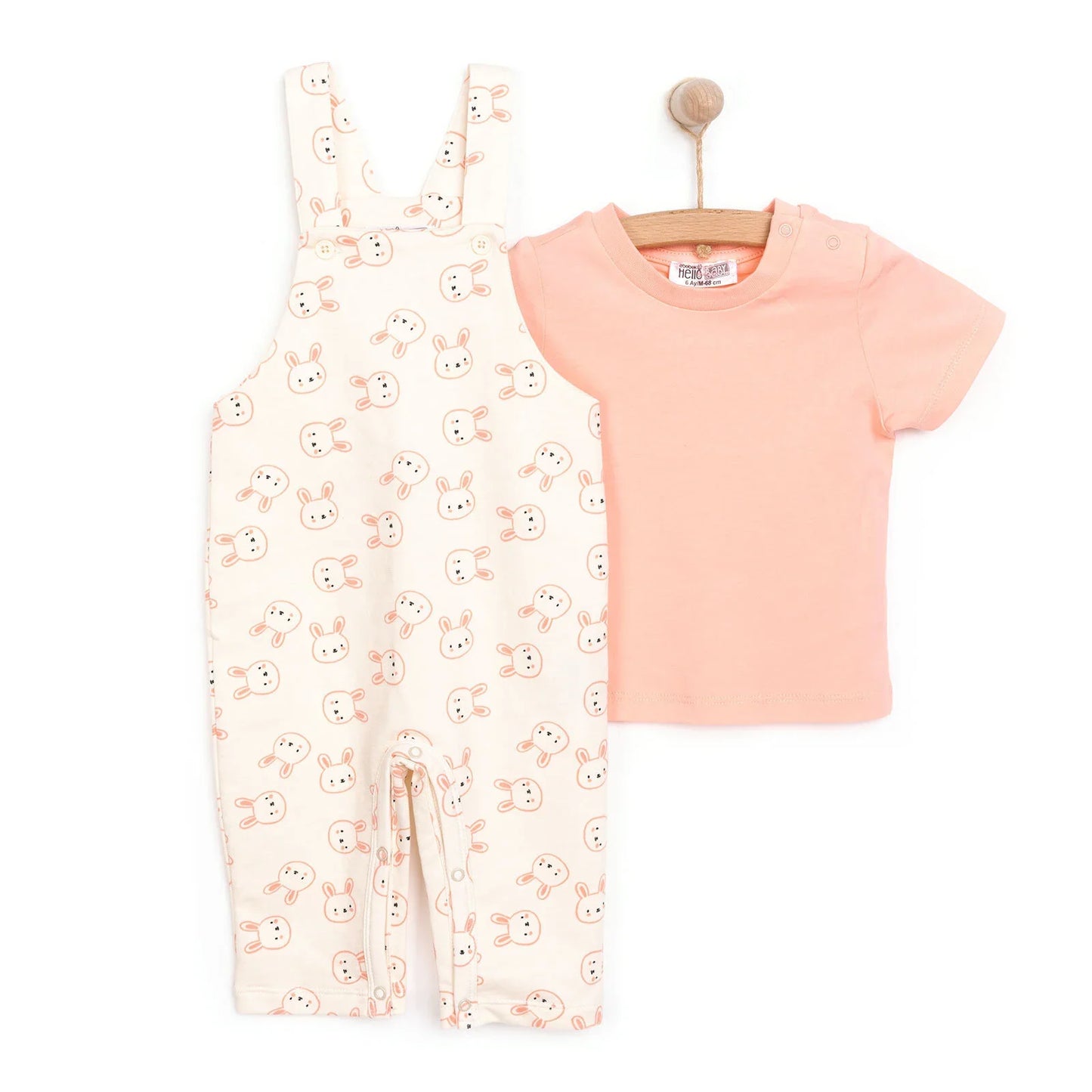 HelloBaby Girl Overalls T-shirt - Coral