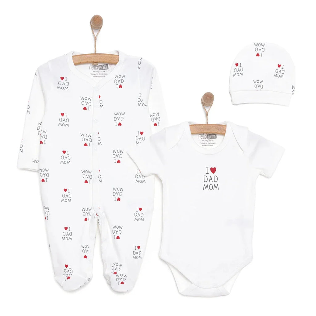 HelloBaby Newborn Baby Mom&Dad Jumpsuit - Ecru