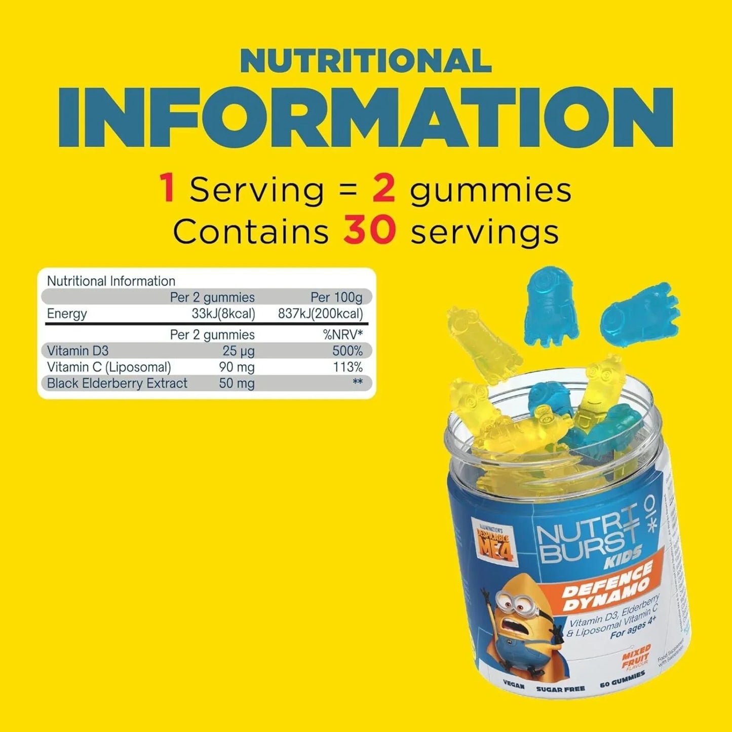 Nutriburst Minions Defence Dynamo Vitamins 4+ years 60 pcs