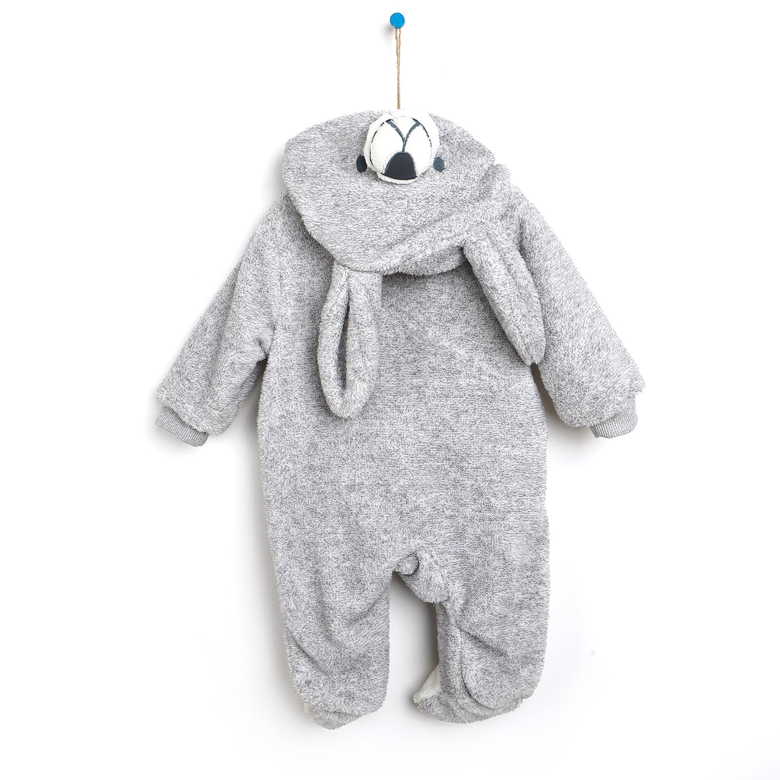 Midimod Newborn Welsoft Kangaroo Footed Jumpsuit - Grey