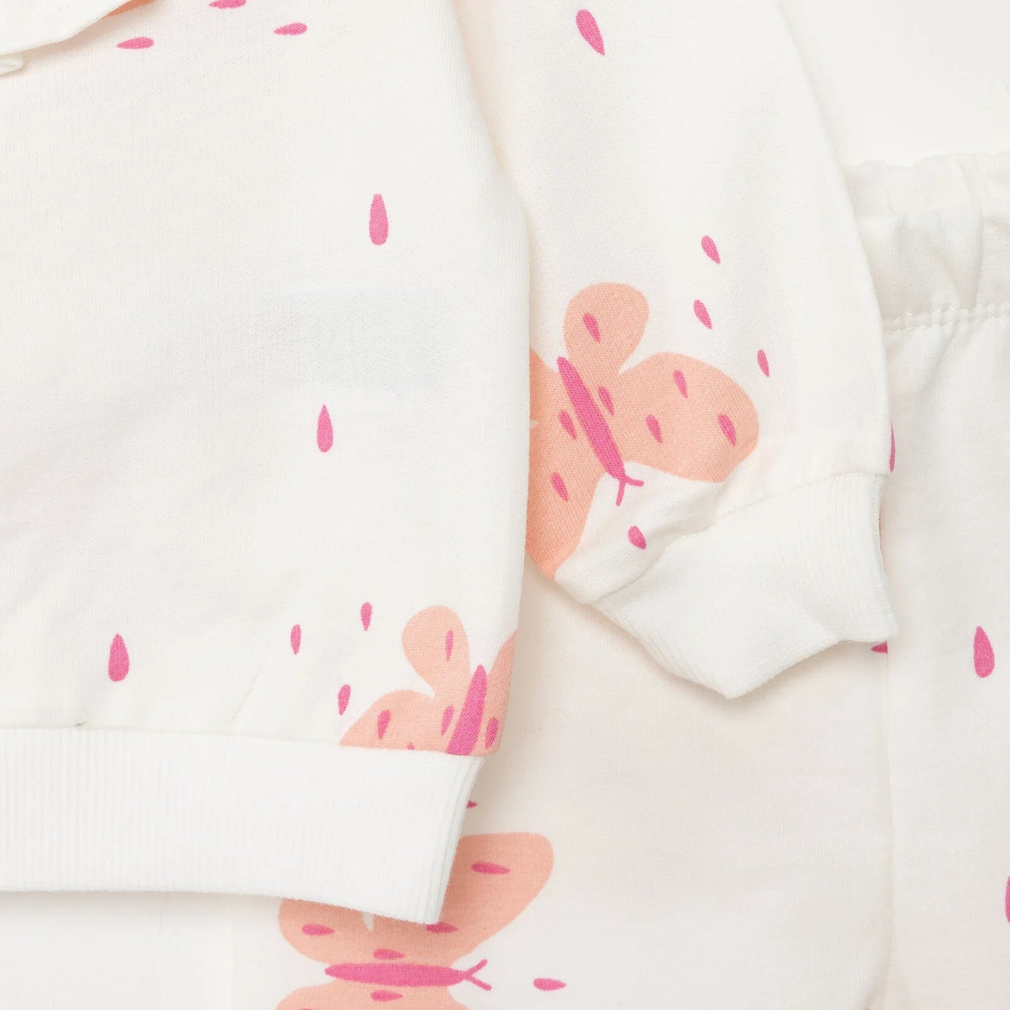 HelloBaby Basic Baby Girl Zippered Joggers - Ecru