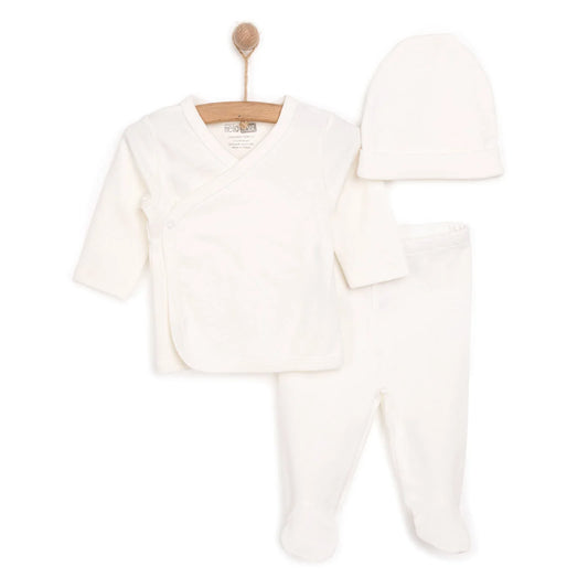 HelloBaby Newborn Organic Wrapover Top-Hat - Ecru
