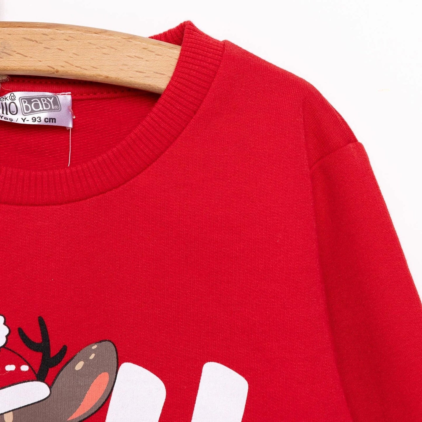 HelloBaby Christmas Baby Girl Low Raised Deer Printed Sweatshirt - Red