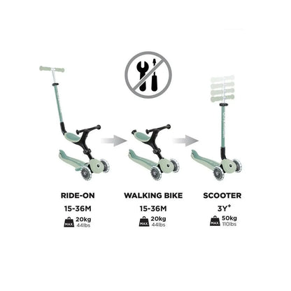 Globber Go Up Active Lights Eco Scooter - Pistachio