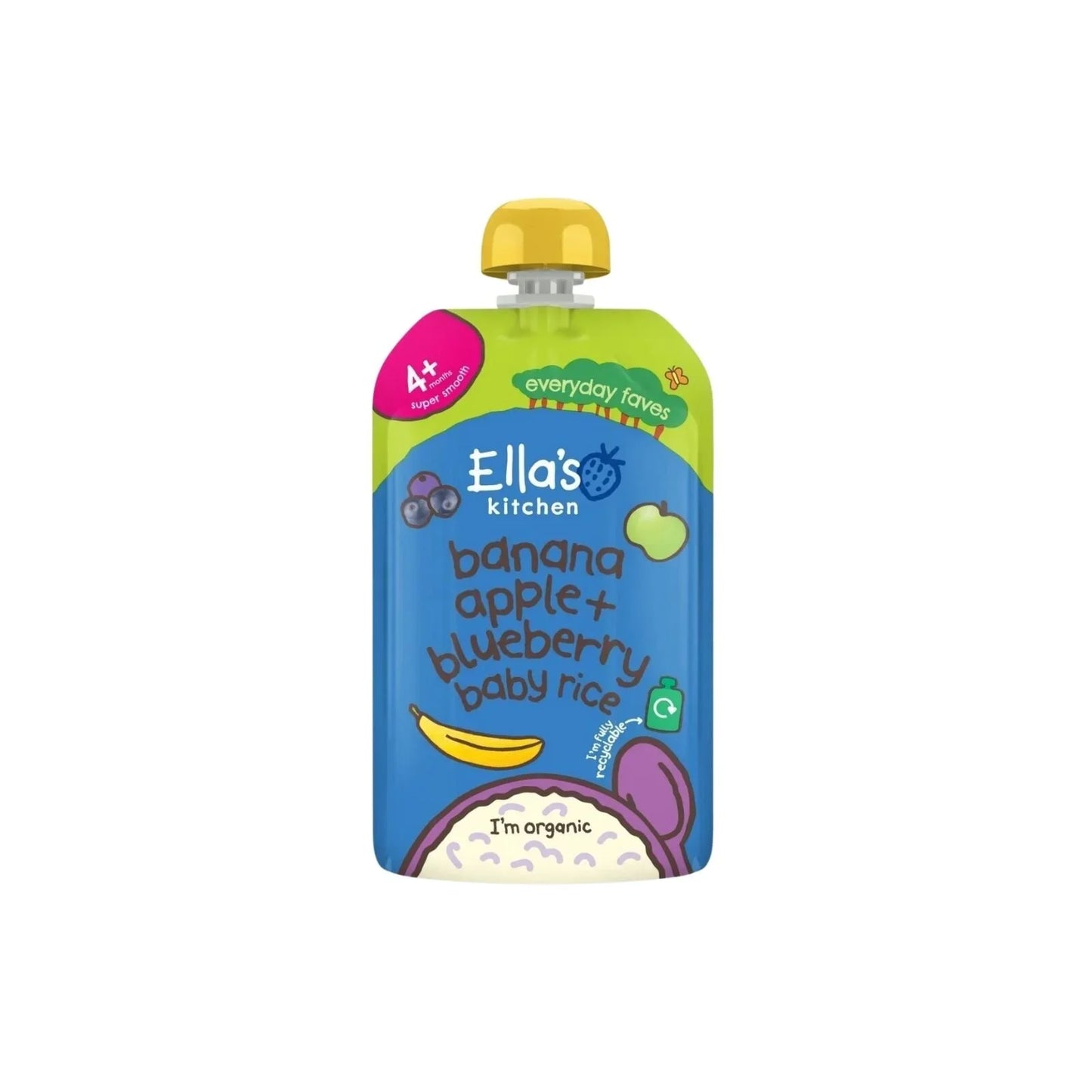 Ella's Kitchen Organic Banana & Blueberries Baby Rice Pouch 4+ months 120g