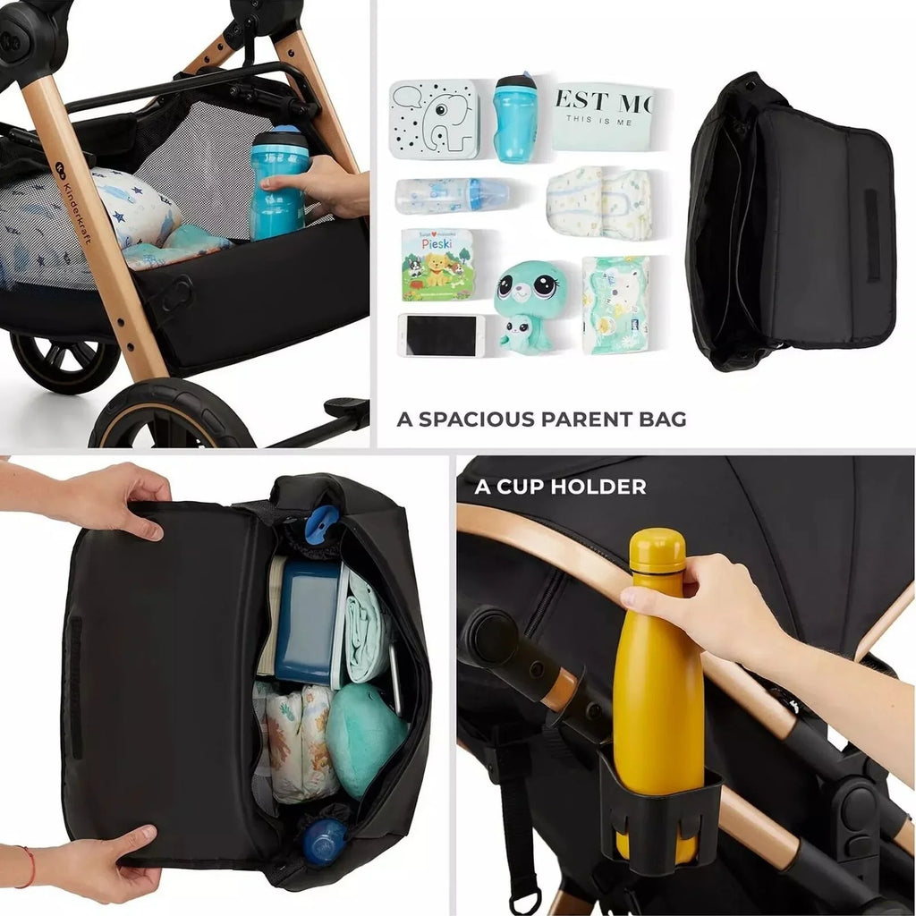 Kinderkraft Esme Pro 3-in-1 Travel System with Mink Pro Car Seat - Moonlight Grey