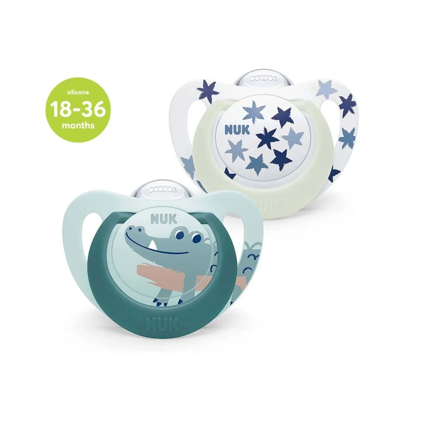 NUK Star Day & Night Soother 18-36 months Pack of 2 - Blue