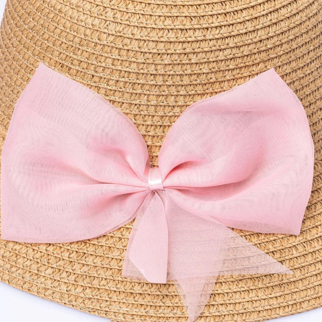 HelloBaby Ribbon Trim Straw Bucket Hat (12 Months to 1-4 Years) - Ecru