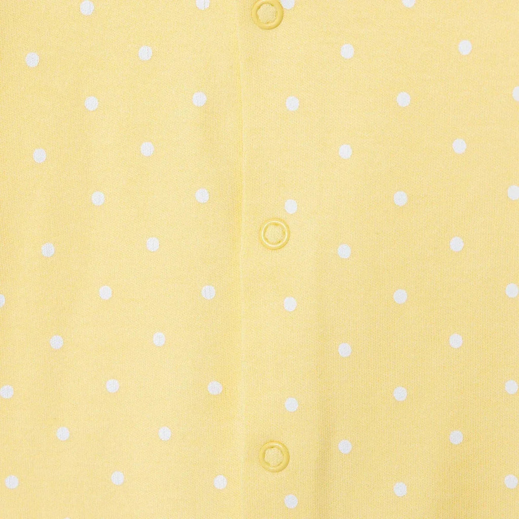 HelloBaby Girls Footed Sleepsuit Polka Dot Print Lace Collar - Yellow