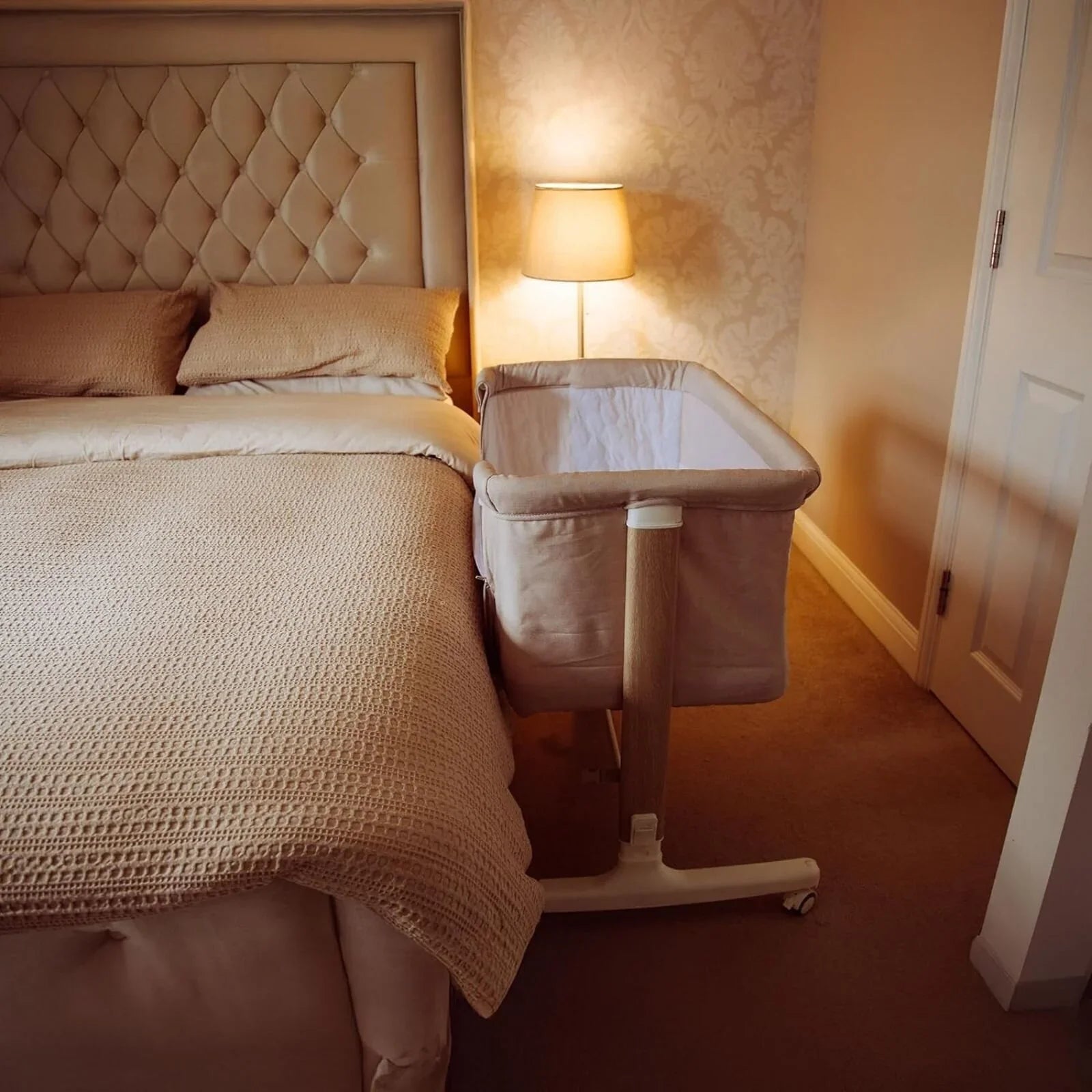 Red Kite Rockabye Bedside Crib - Oatmeal Colour