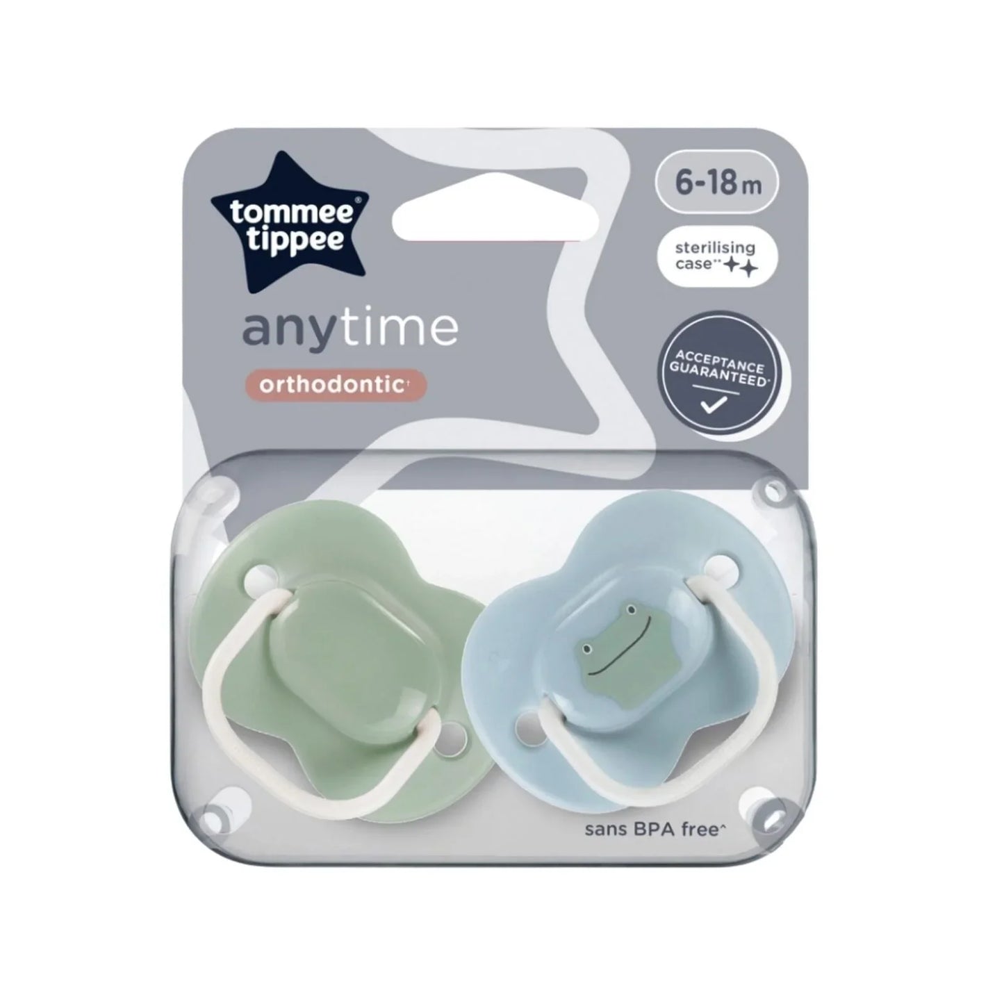 Tommee Tippee Anytime Soother 6-18 months Pack of 2 Assorted