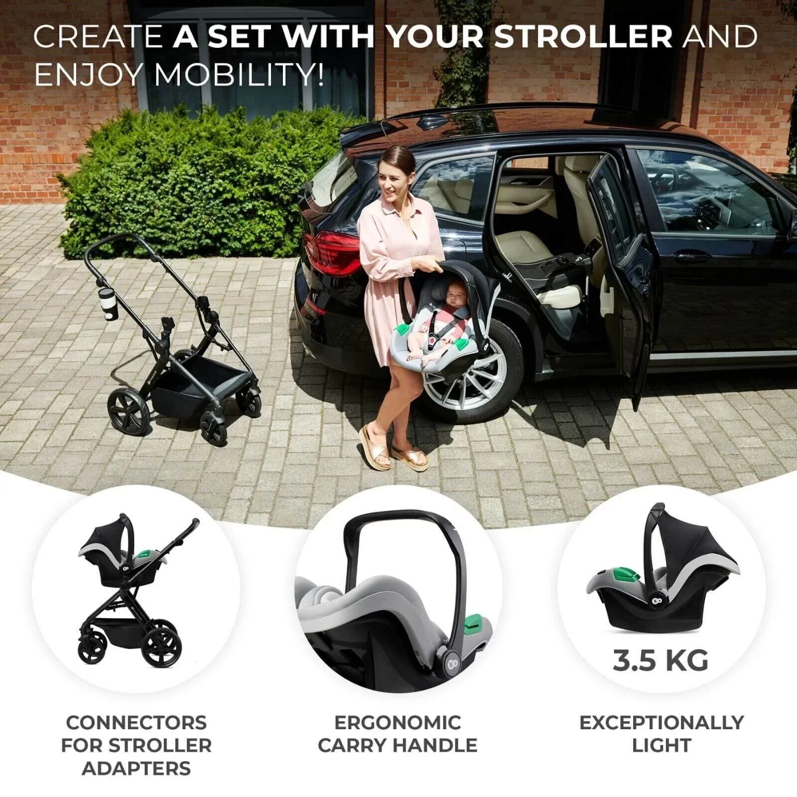 Kinderkraft Newly Mink Pro 4-in-1 Travel System - Moonlight Grey