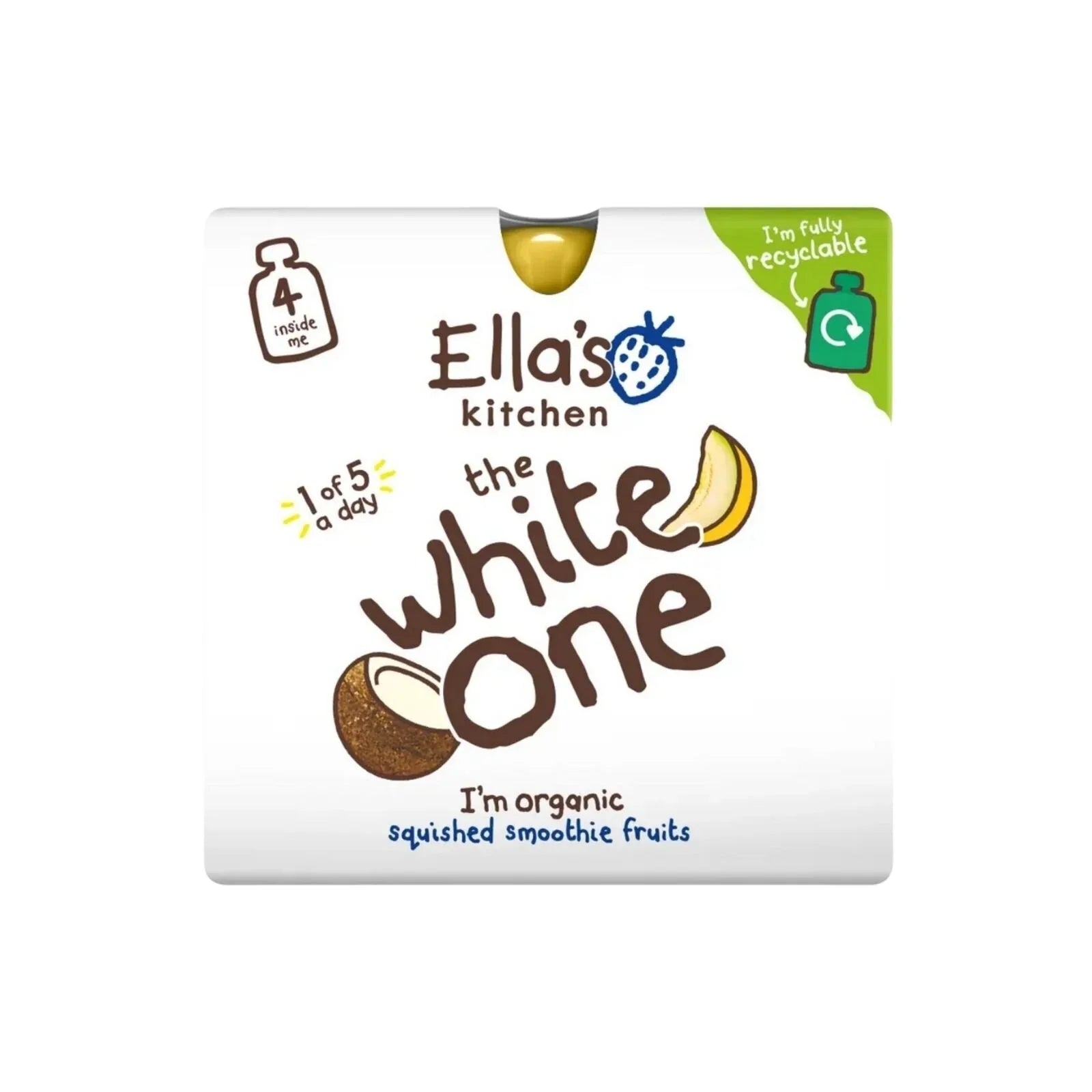 Ella's Kitchen Organic The White One Smoothie Multipack Baby Food Pouch 6+ months 360g (4x90g)