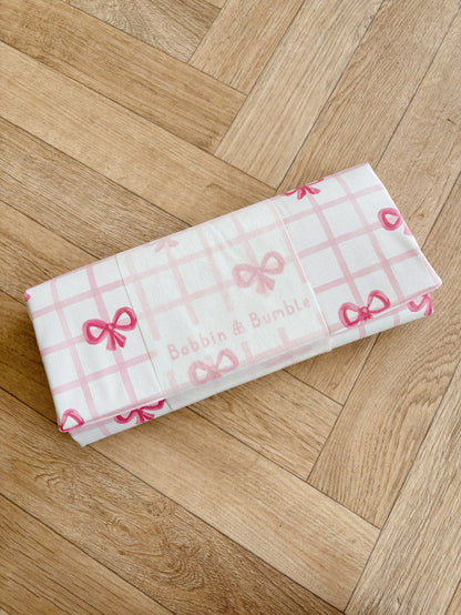 Travel Changing Mat - Pink Bows